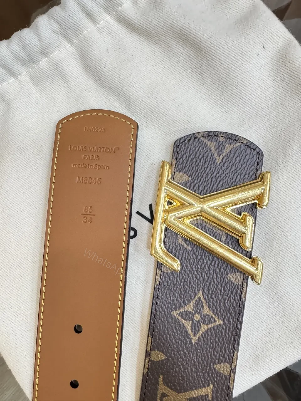 View 3 of Chic Monogram Belt with Gold Buckle - Premium Couture-Style Accessory
