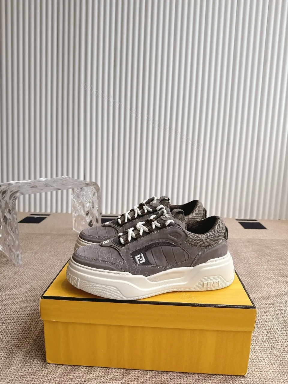 View 5 of Grey Textile Modern Luxe Sneaker with Cushioned Comfort