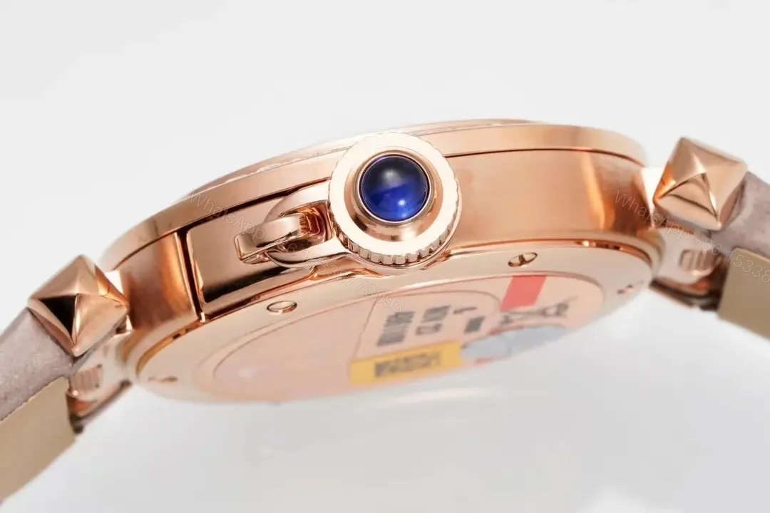 View 5 of JF Factory Cartier Pasha de Cartier Women’s Watch – 30mm Rose Gold with Diamond Bezel, Blue Steel Hands, and Quick Release Leather Strap