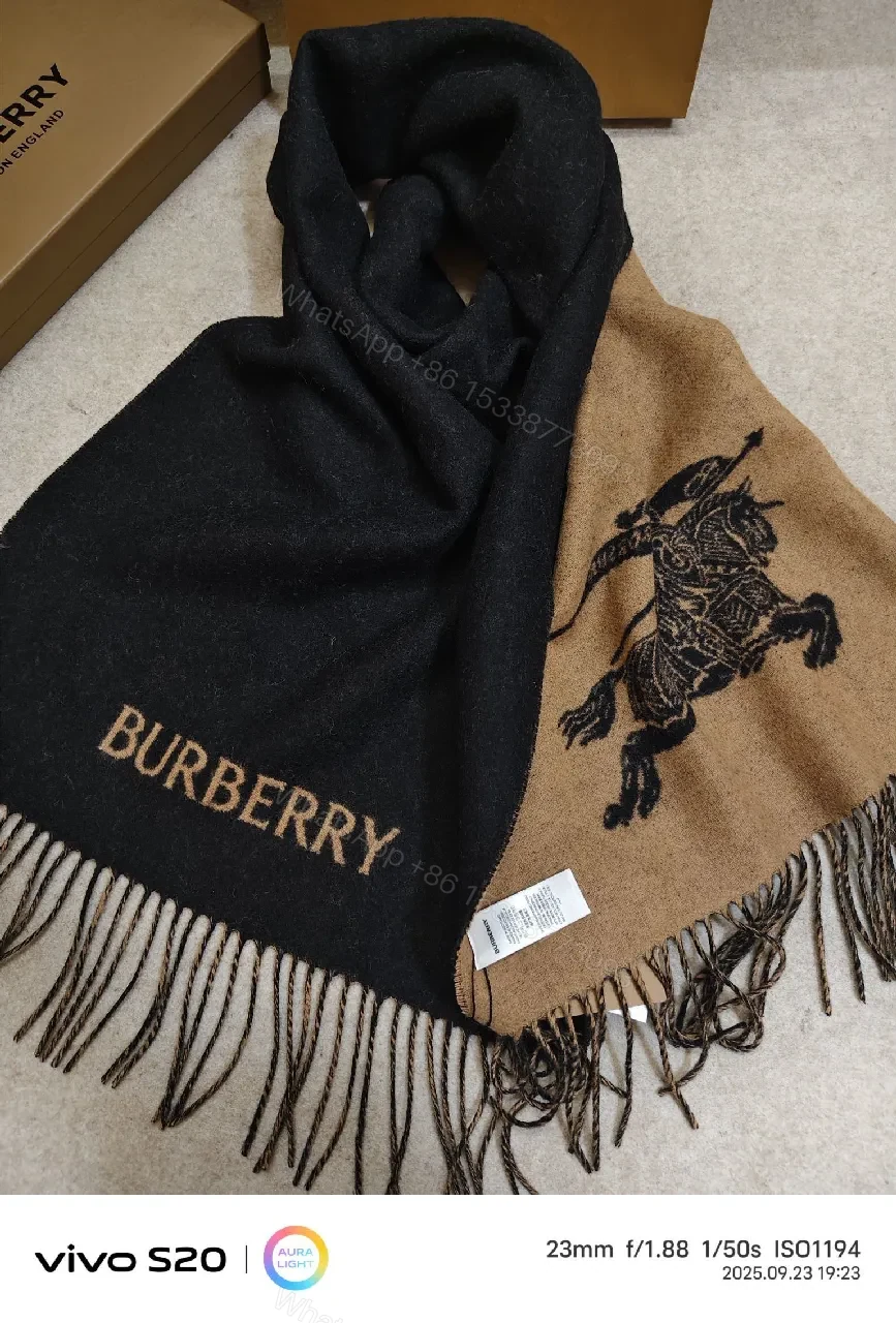 Lux Cashmere-Blend Scarf: Dual-Tone Intarsia, Fringe, Luxe Style — view 1