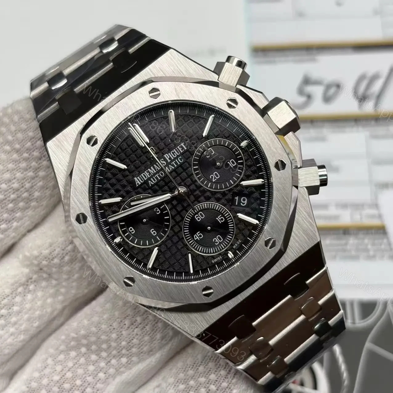 View 2 of Best Swiss Clone Replica Audemars Piguet Royal Oak – Silver/Black Chronograph