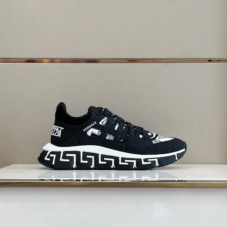 View 4 of Versace Greca Black Leather Sneaker â€“ Luxe Streetwear