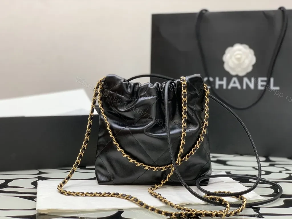 View 4 of Chanel-Inspired Black Quilted Mini Bag with Gold Chain
