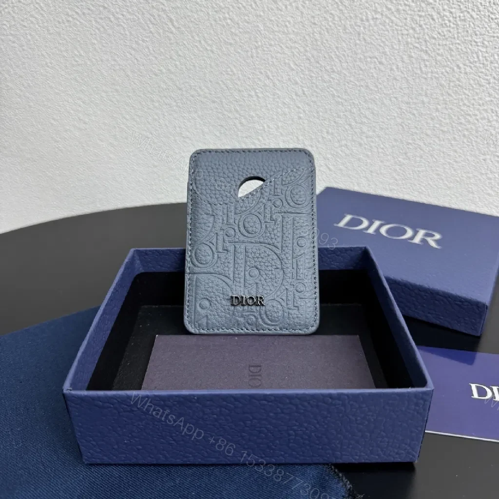 Textured Monogram Card Case - Slim Luxury Leather Wallet — view 1