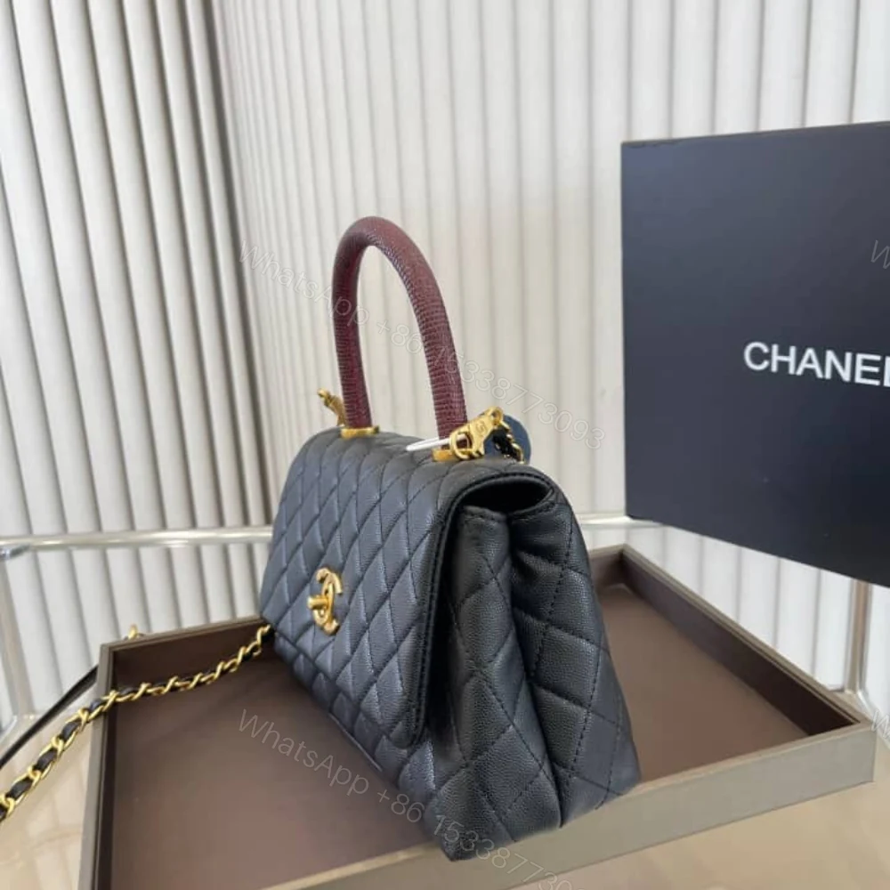 View 3 of Chanel Medium Coco Handle Bag Gold Hardware Black 23Cm