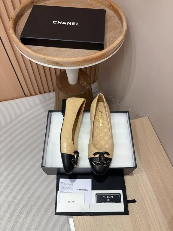 View 3 of Quilted Beige/Black Ballet Flats â€“ Luxe Hardware, Everyday