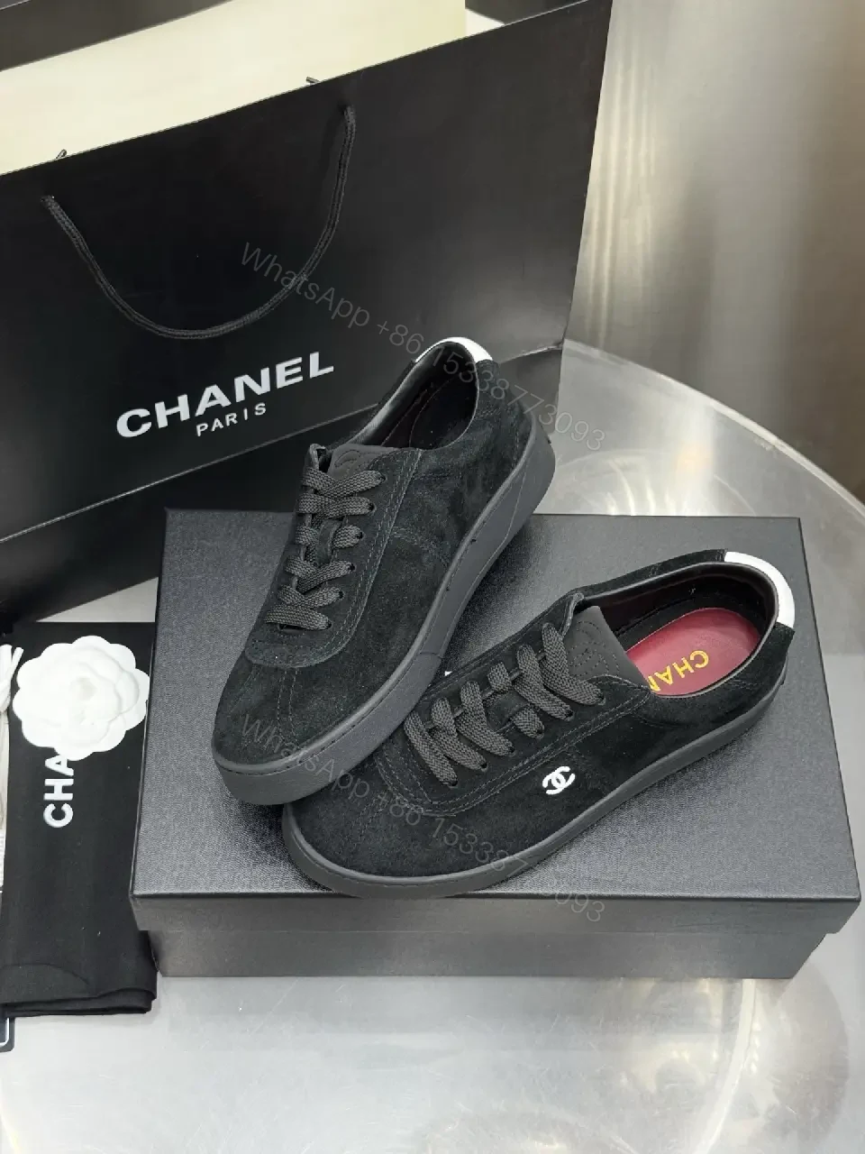 View 5 of Black Suede casual sneakers with Chanel logo (CH) product type: Shoes