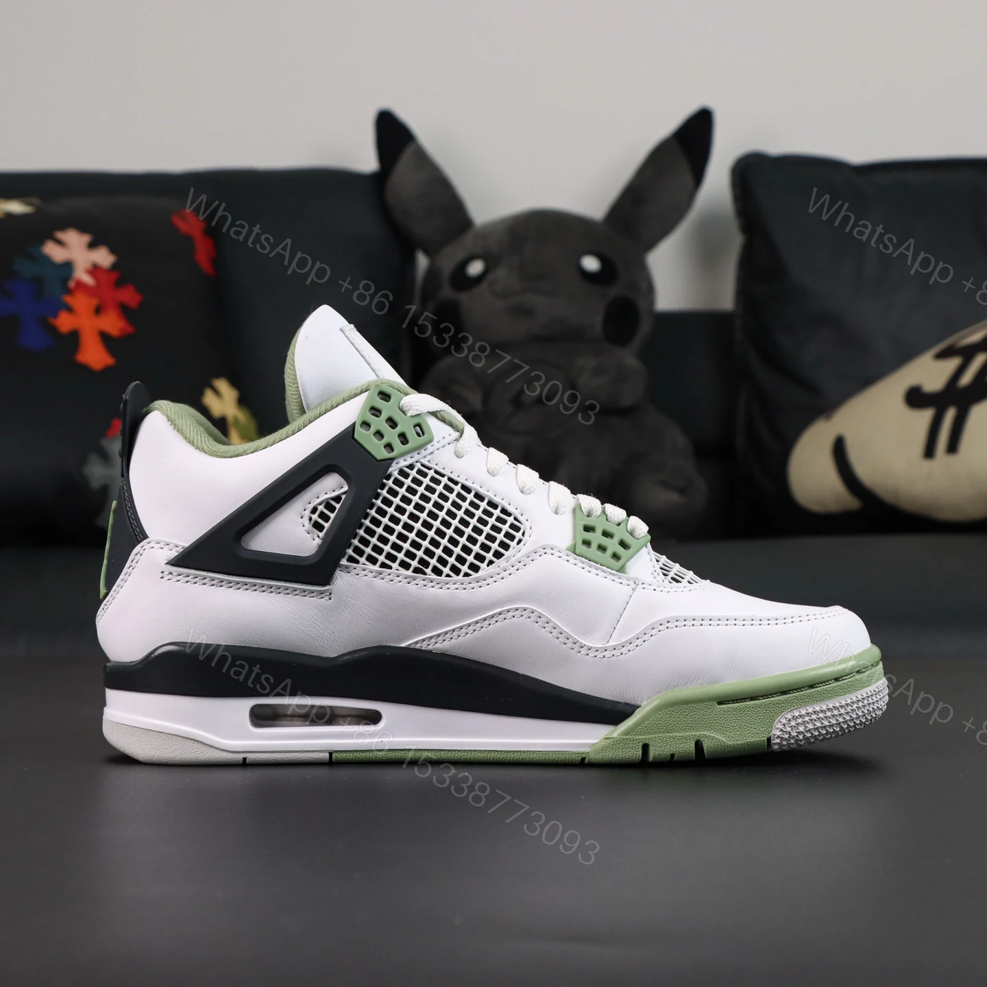View 2 of Air Jordan 4 Retro “Seafoam” Oil Green​ Reps