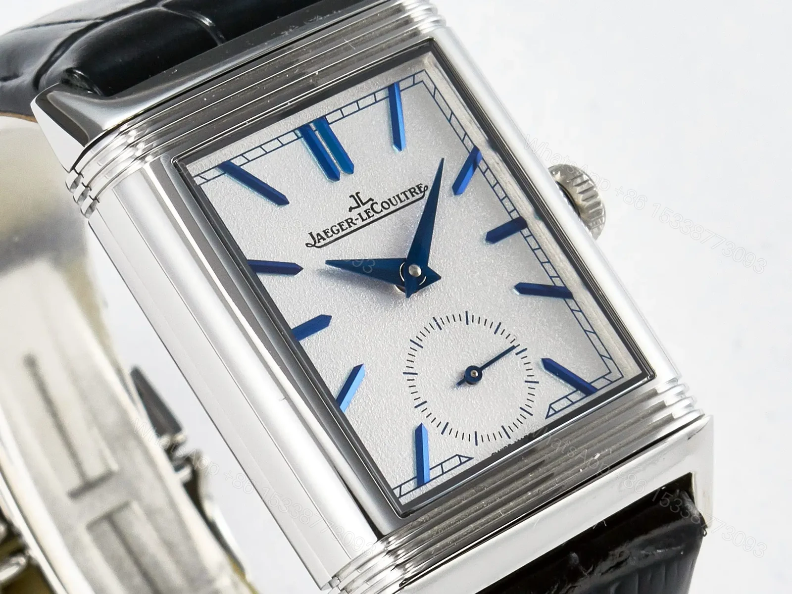 View 6 of Reverso Tribute Duoface Small Seconds SS MGF Best Edition White Dial on Black Leather Strap A854A