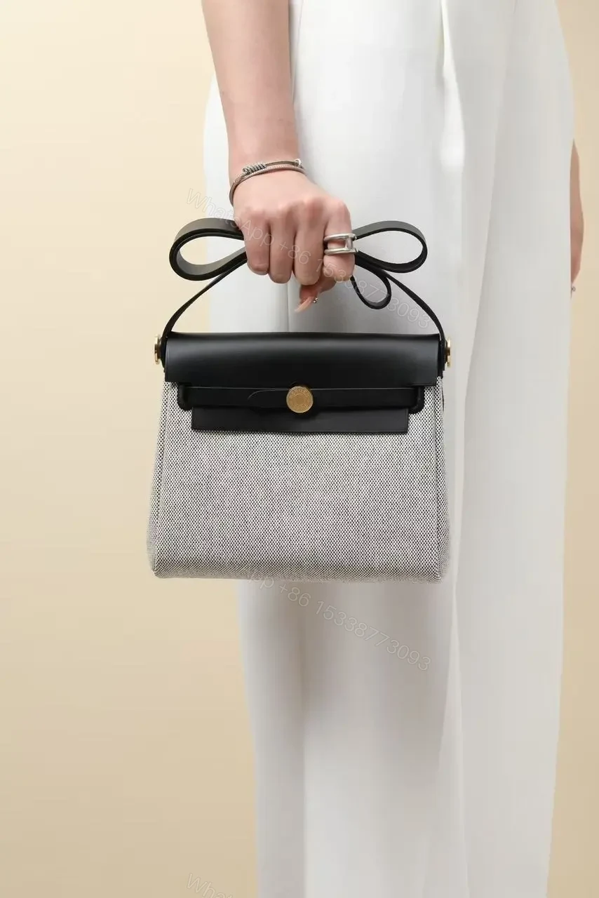View 2 of HN Herbag Mini in Ecru/Black gold hardware