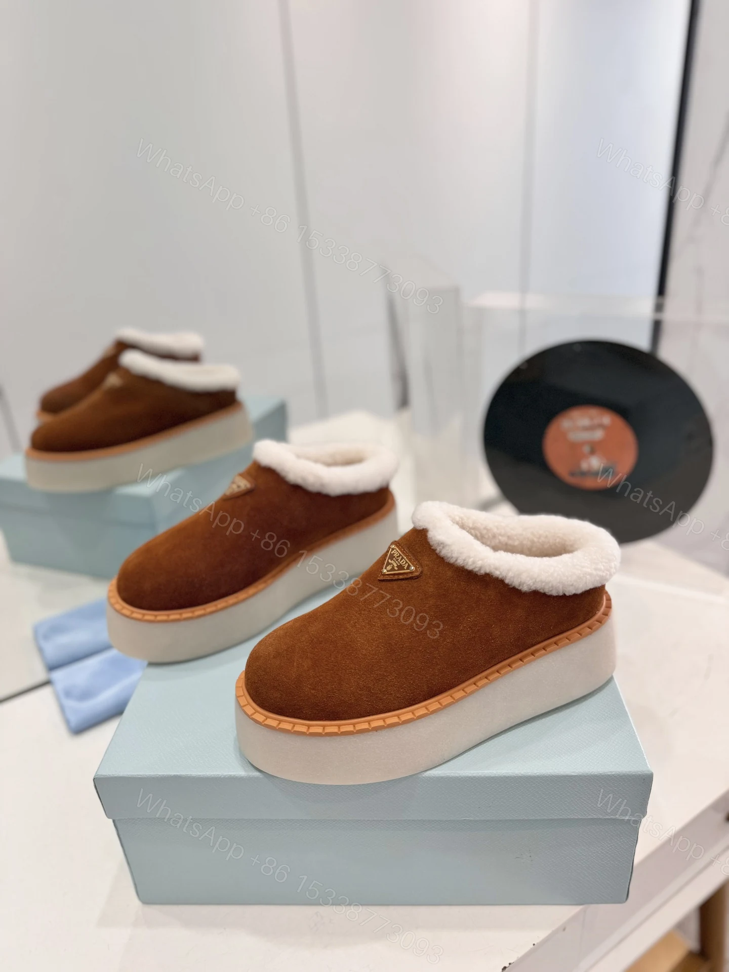 View 2 of PRADA SUEDE MULES CINNAMON 1S715N X0O F0401 F ZG50