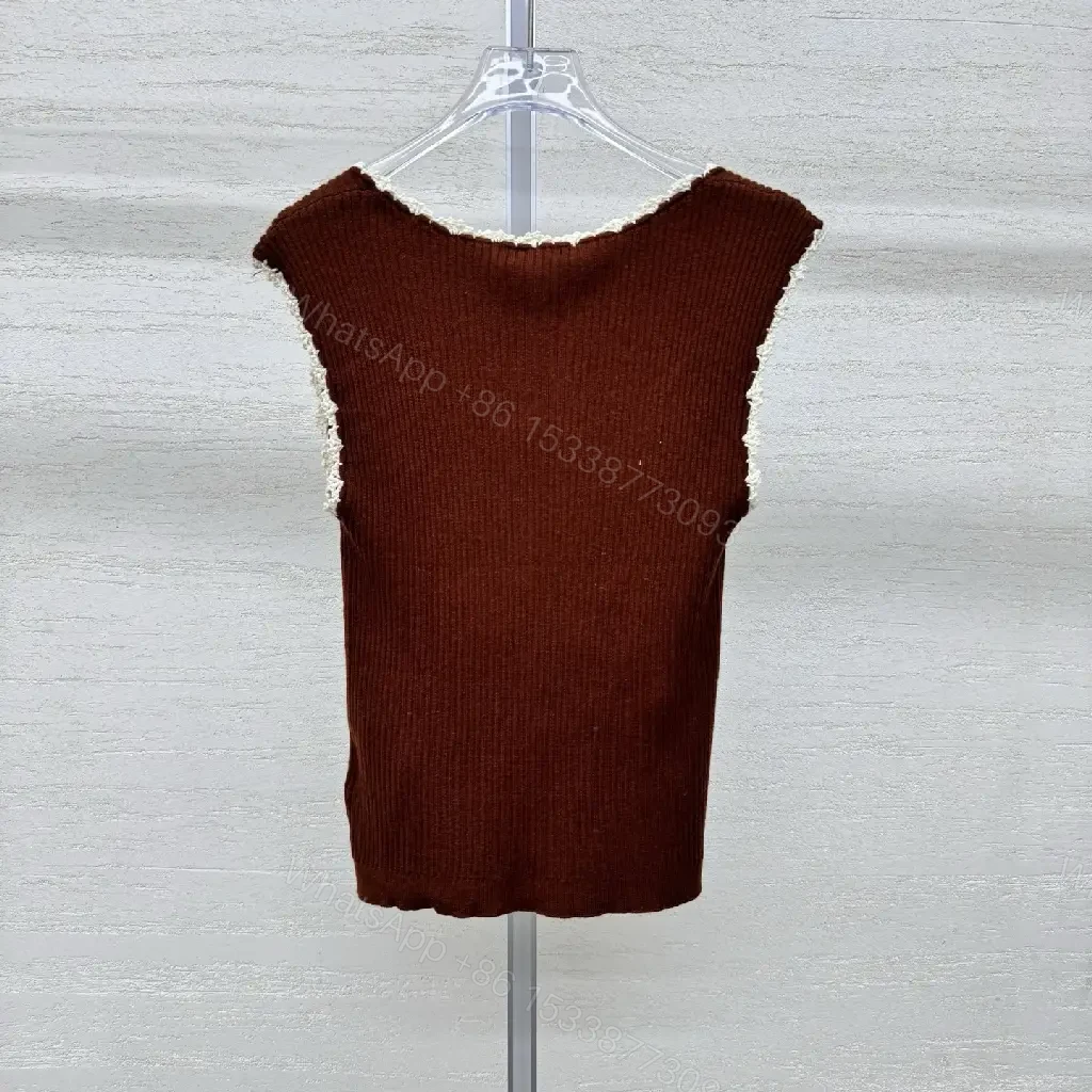 View 9 of Burgundy Knit Tank with Crochet Edge Pop