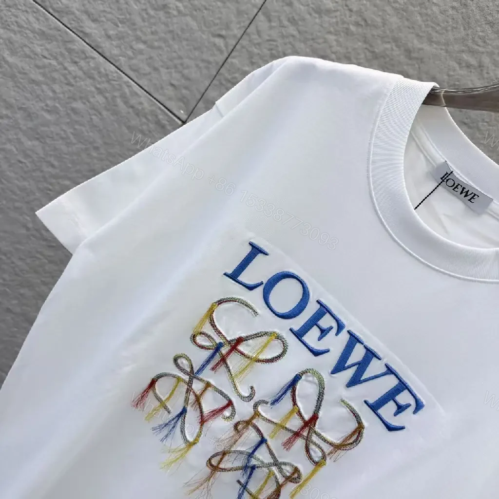 View 5 of Graphic Cotton Tee with Multicolor Embroidery Details