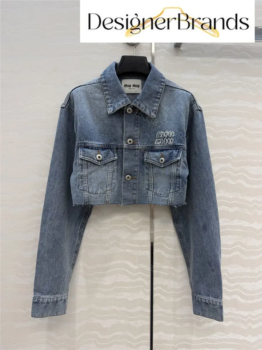 Miu Miu Blue Cotton Cropped Denim Jacket — view 1