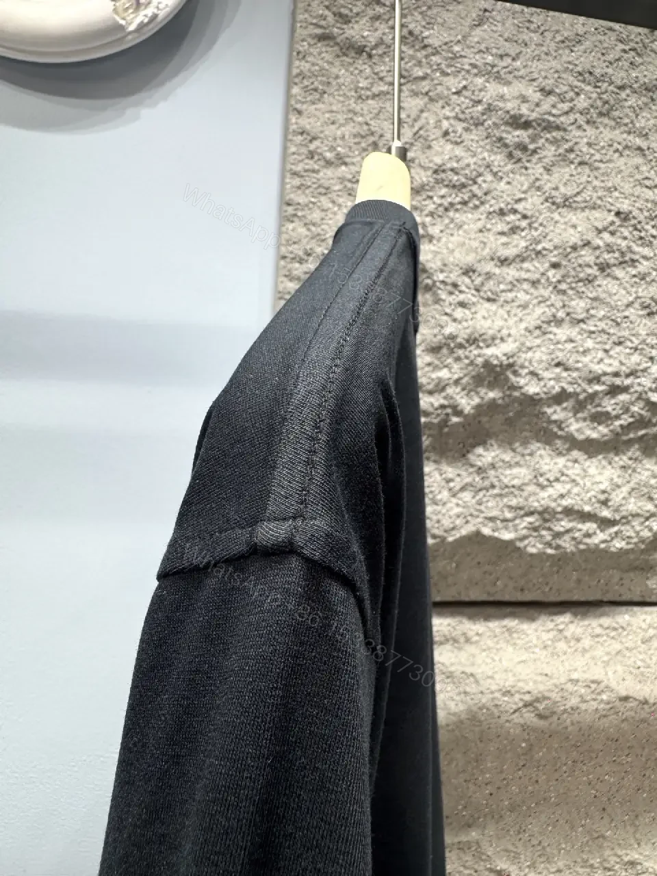 View 6 of Bold Monogram Tee with LV-Stitching: Black Cotton Tee