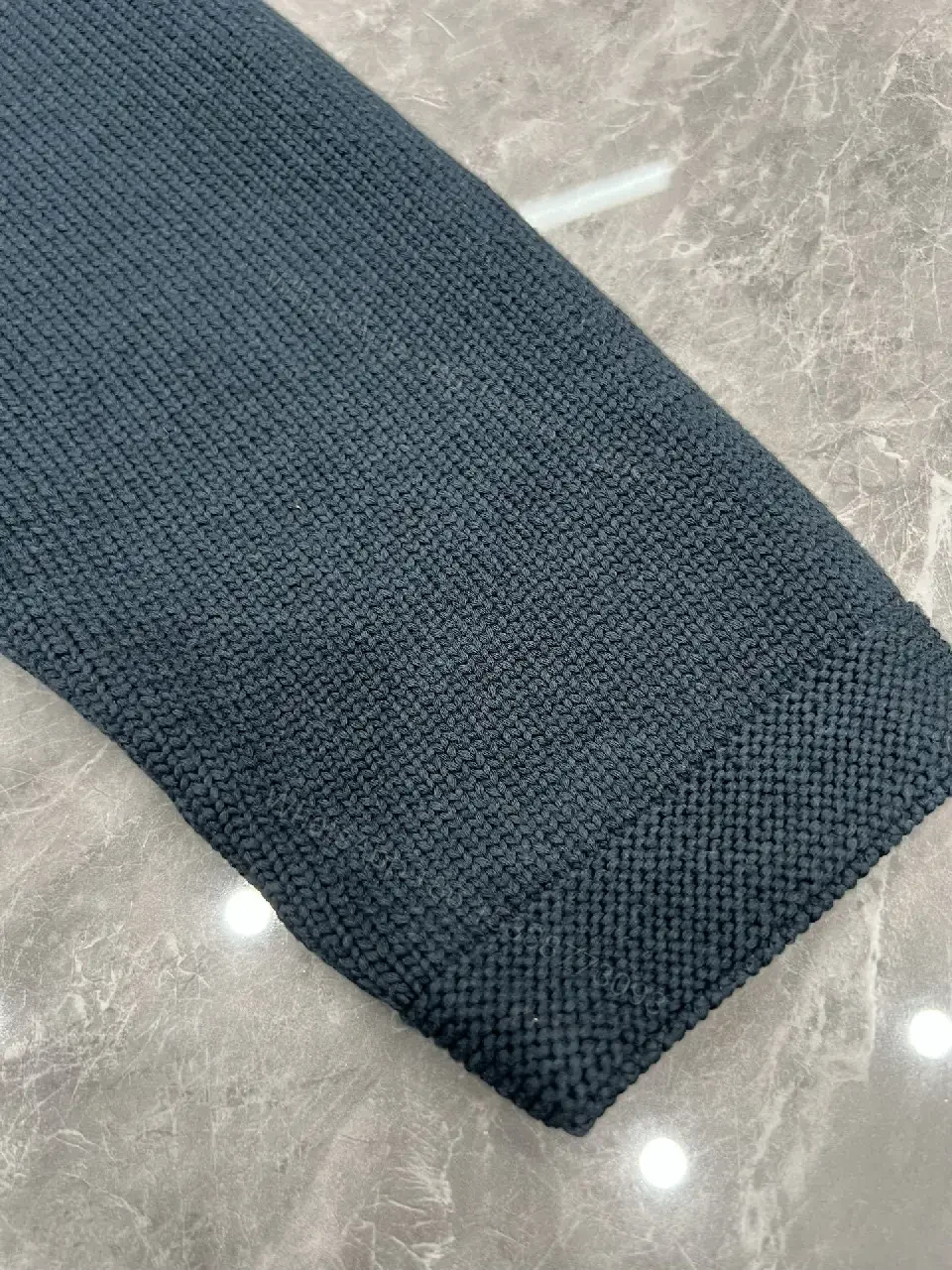 View 6 of Dark Navy Wool-Blend Knit Sweater: Relaxed Luxe, Dior-Style Script Key Feature