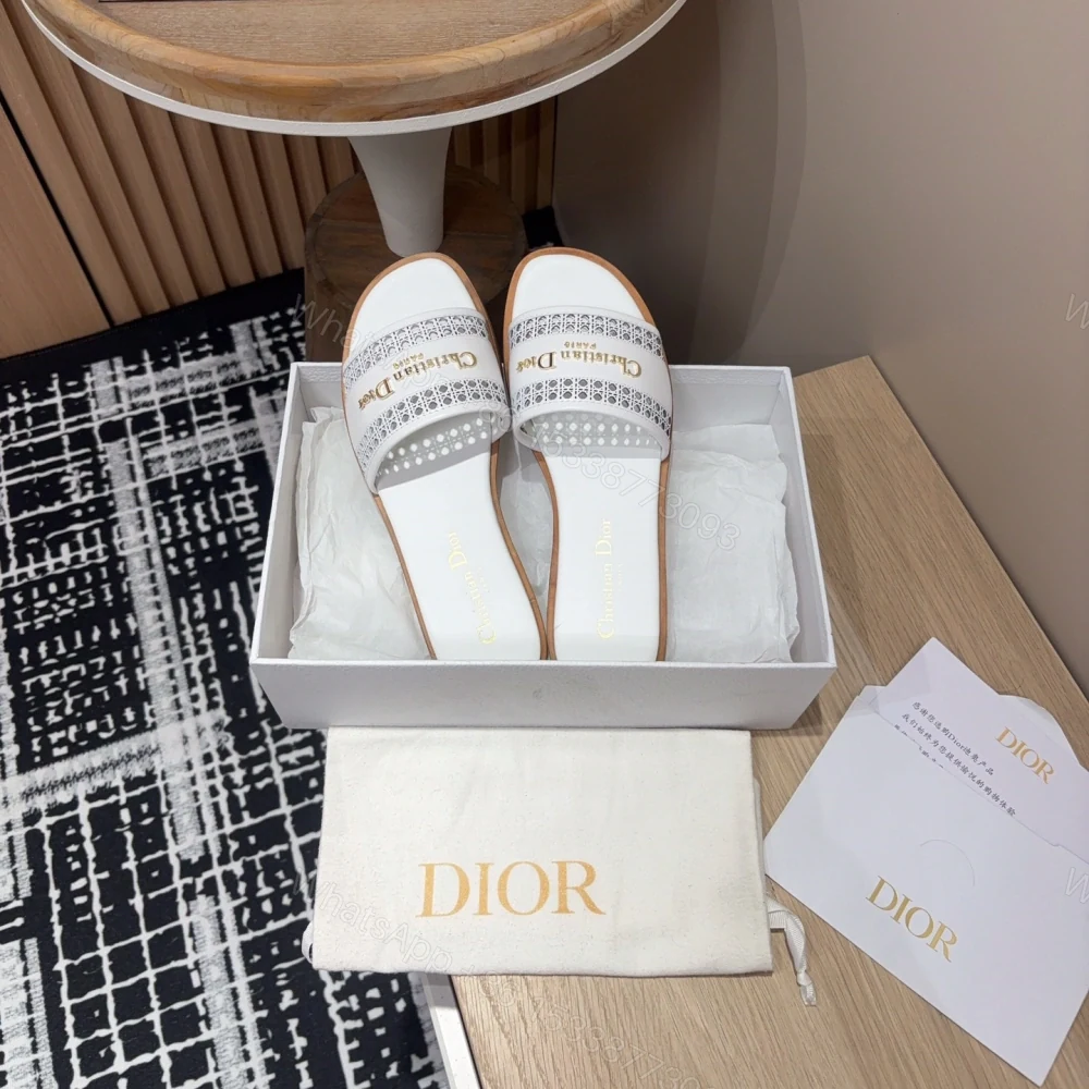 View 7 of 高仿Dior*D-Lane系列KCO154圓頭套腳一字拖鞋白色免檢版