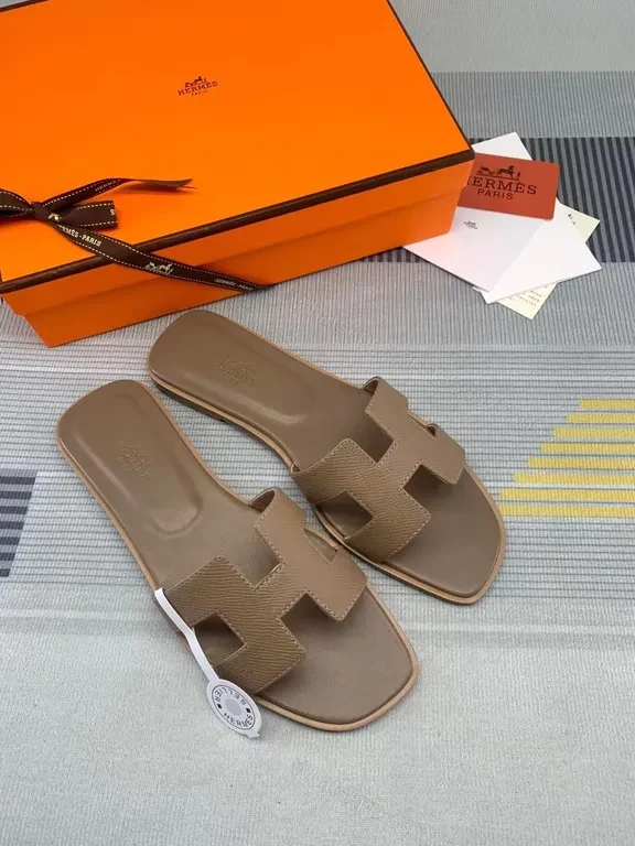 View 3 of Taupe Leather H-Cutout Slides: All-Day Comfort, Sophisticated Luxury