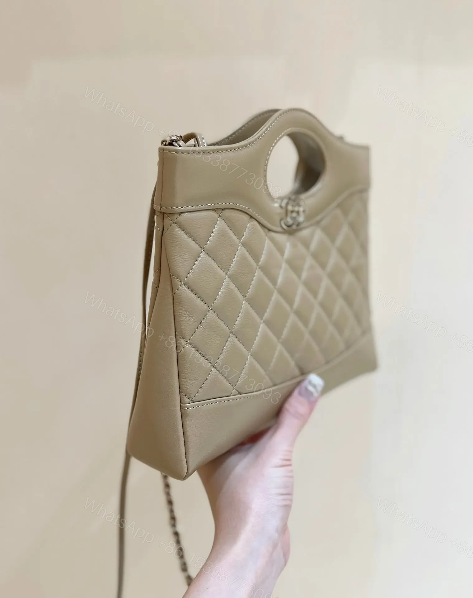 View 3 of Chanel Calfskin Suede Quilted Mini 31 Shopping Bag