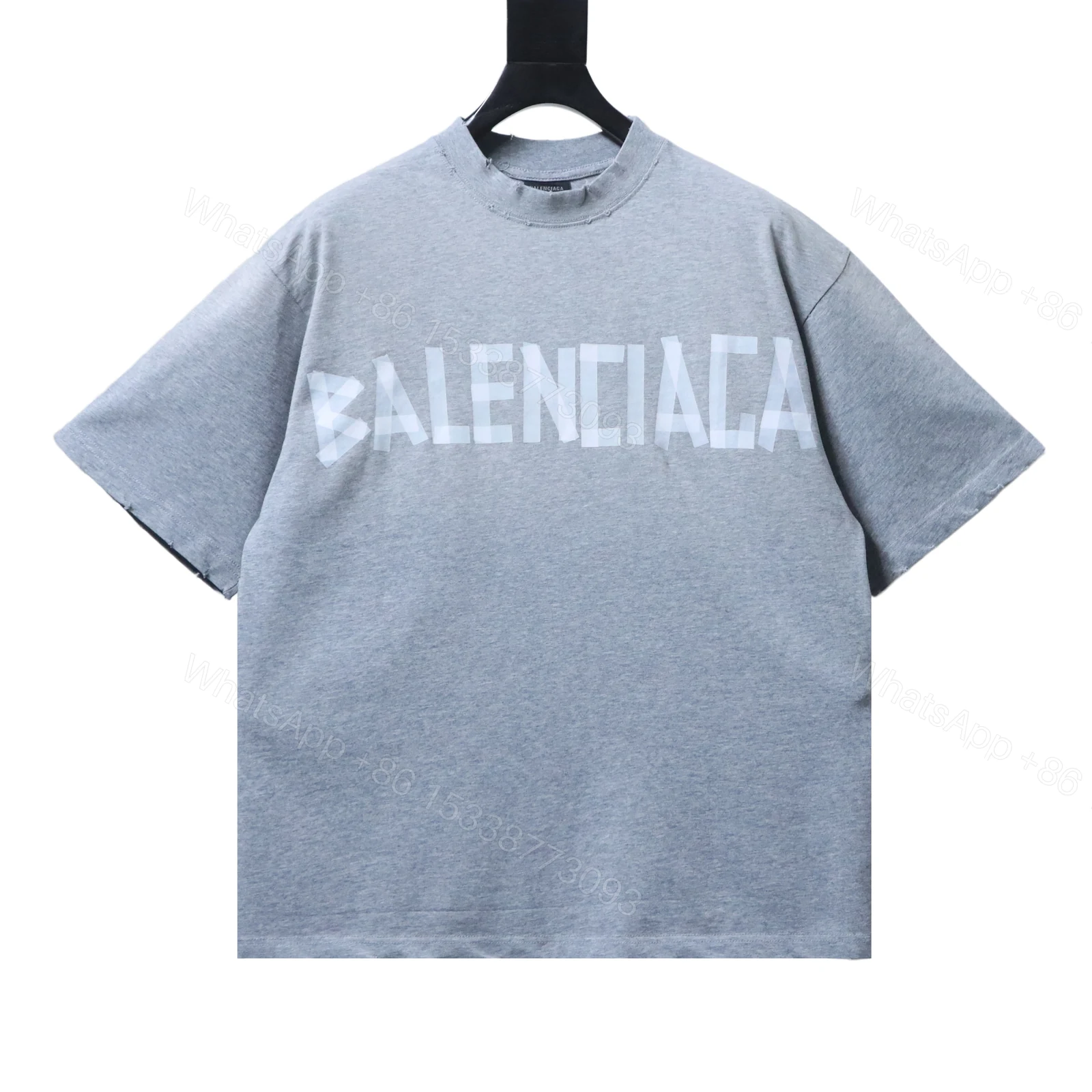 View 10 of Balenciaga Clothes 25SS American Paper Tape Short-Sleeve T-Shirt grey