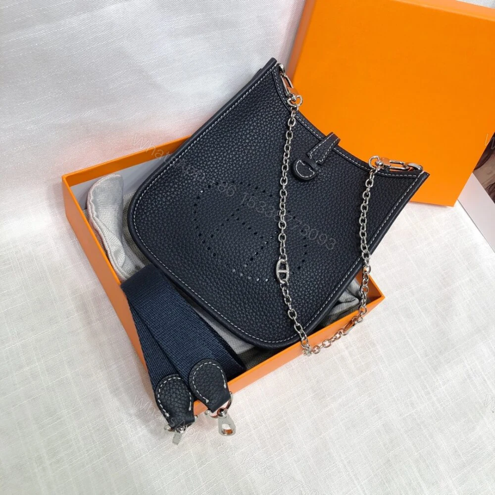 View 2 of Hermes Mini Evelyne Bag Blue Nuit 17cm