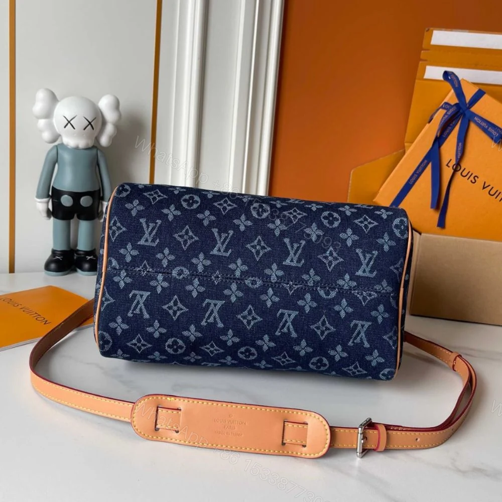 View 6 of Louis Vuitton Speedy 30 Bandoulière Bag Blue Denim 30Cm M27556