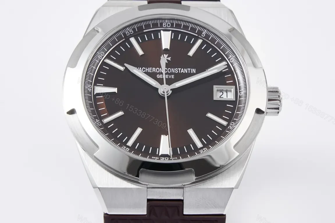 View 3 of JJ Factory Vacheron Constantin Overseas 4500V Series – Stainless Steel Watch with Brown Strap, 41mm Case, Automatic Movement, Date Display, Geneva Seal Certified