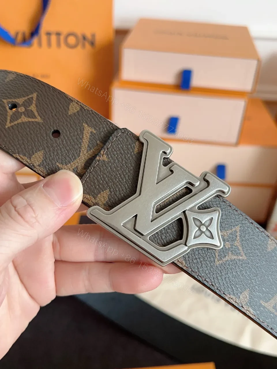 View 3 of Monogram Texture Belt: Modern Buckle, Signature Canvas