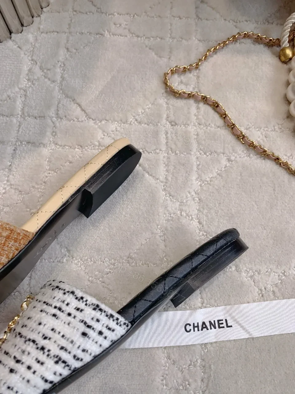 View 3 of Quilted Slides with Crystal Emblem - Luxe Everyday Comfort