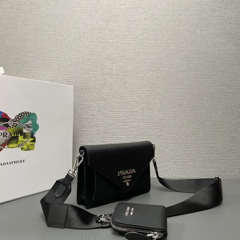 Chic Black Leather Crossbody Bag - Prada Milano Style, Compact Luxury — view 4