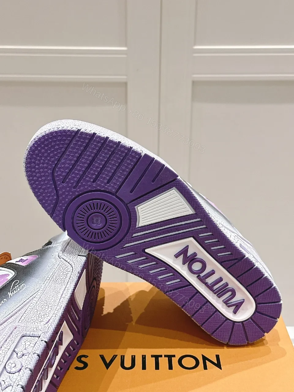 View 4 of Lilac Patent High-Top Sneaker with Luxe Detailing