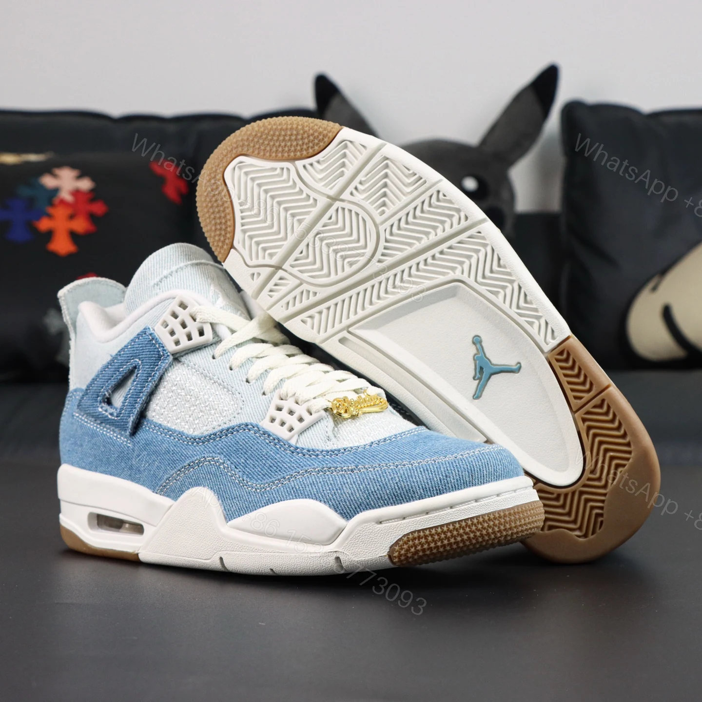 View 3 of Air Jordan 4 Denim Worn Blue Reps​