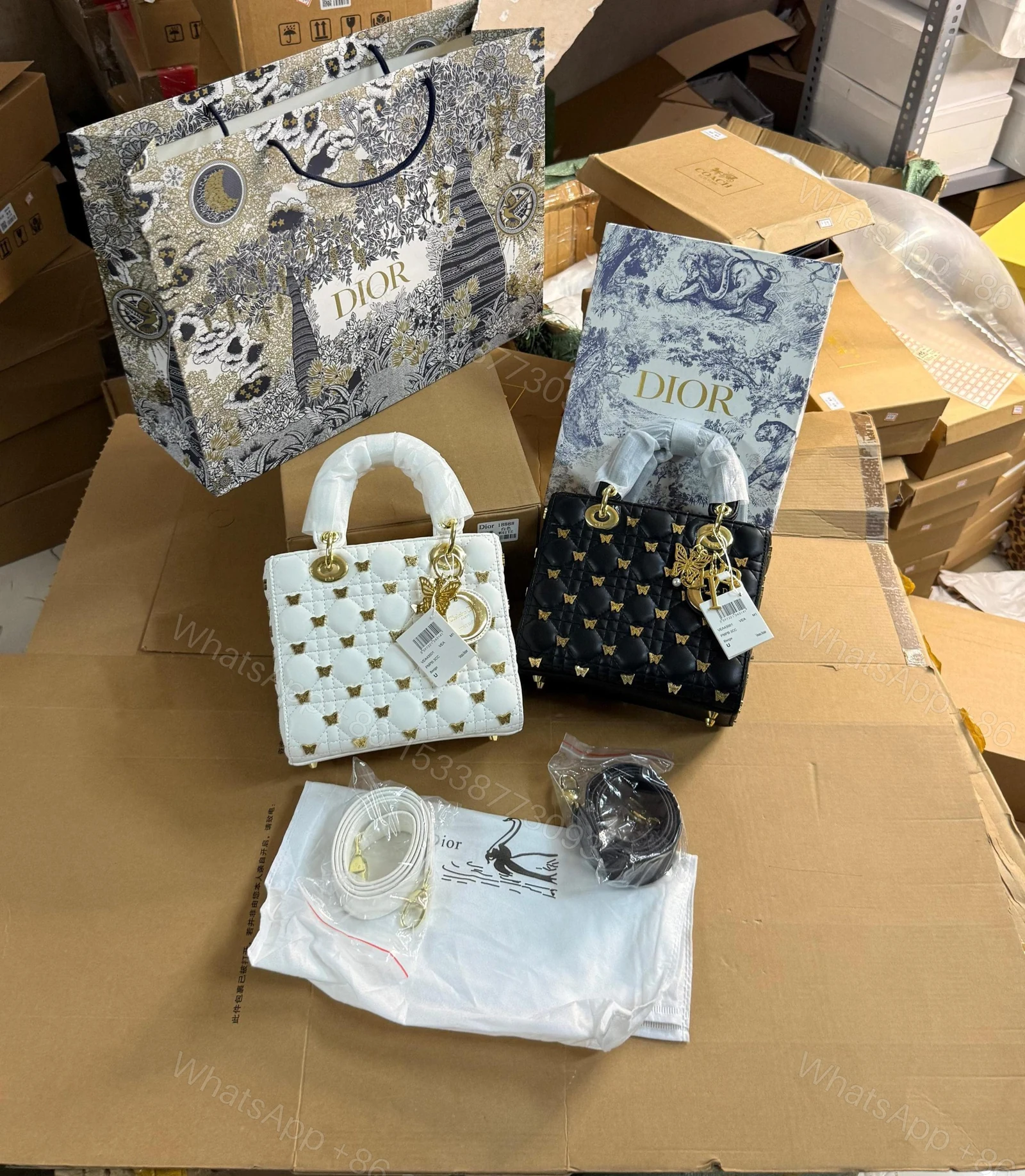 View 6 of Christian Dior Lady Dior Cannage Butterfly Studs Bag First Copy | AAA+ Replica