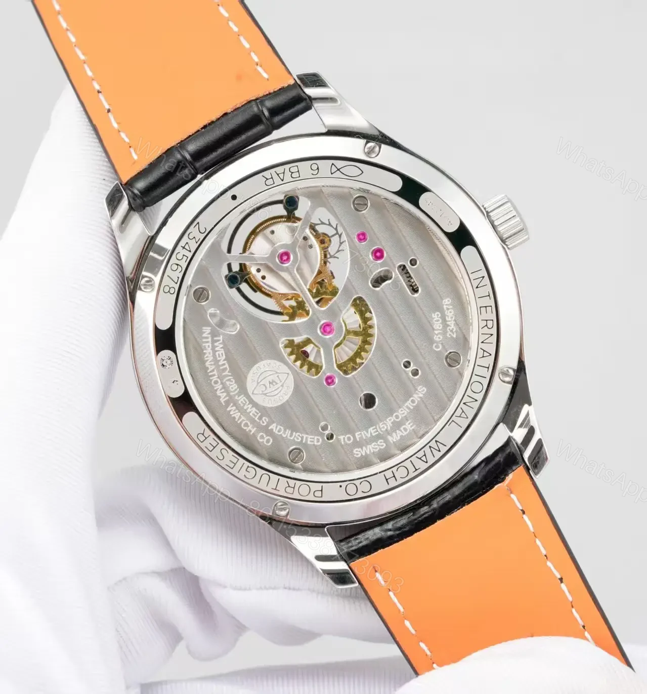 View 8 of IWC White Tourbillon Watch Silver Case Black Leather Strap Ultimate 42MM IWC-TOUR-WHT-SV42