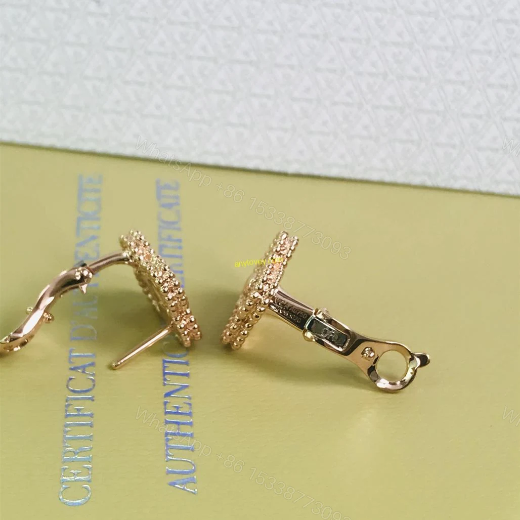 View 4 of Van Cleef & Arpels Vintage Alhambra Earrings Dimaonds Yellow Gold VCARA44700