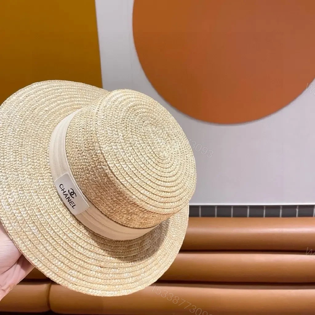 View 8 of Sun-Kissed Stripes Straw Hat: Premium, CHANEL-Inspired Flair