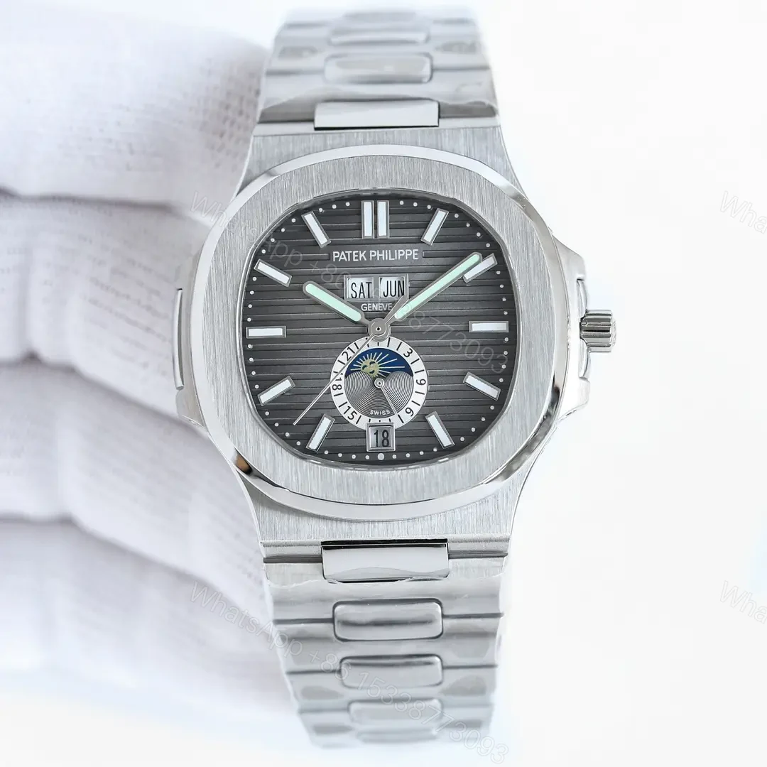 Patek Philippe Super Clone Nautilus 5726 Grey Dial Steel Bracelet Premium 40MM PATEK-NAUT5726-GRY — view 1