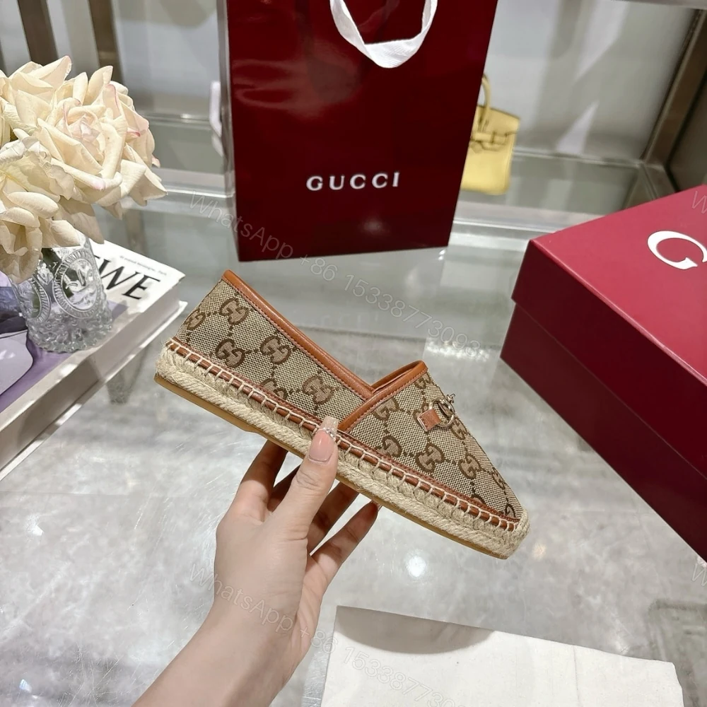 View 7 of GUCCI WOMEN ESPADRILLE WITH HORSEBIT BEIGE AND DARK BROWN GG CANVAS 817244 9SF40 2547