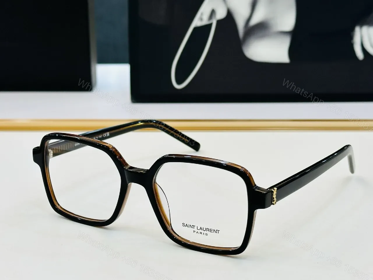 View 4 of Oversized Black Acetate Frame + Gold-Hardware Eyewear Luxury