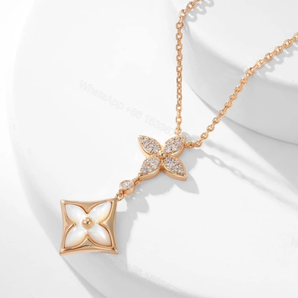 View 2 of Louis Vuitton Color Blossom Double Star Necklace Q94676