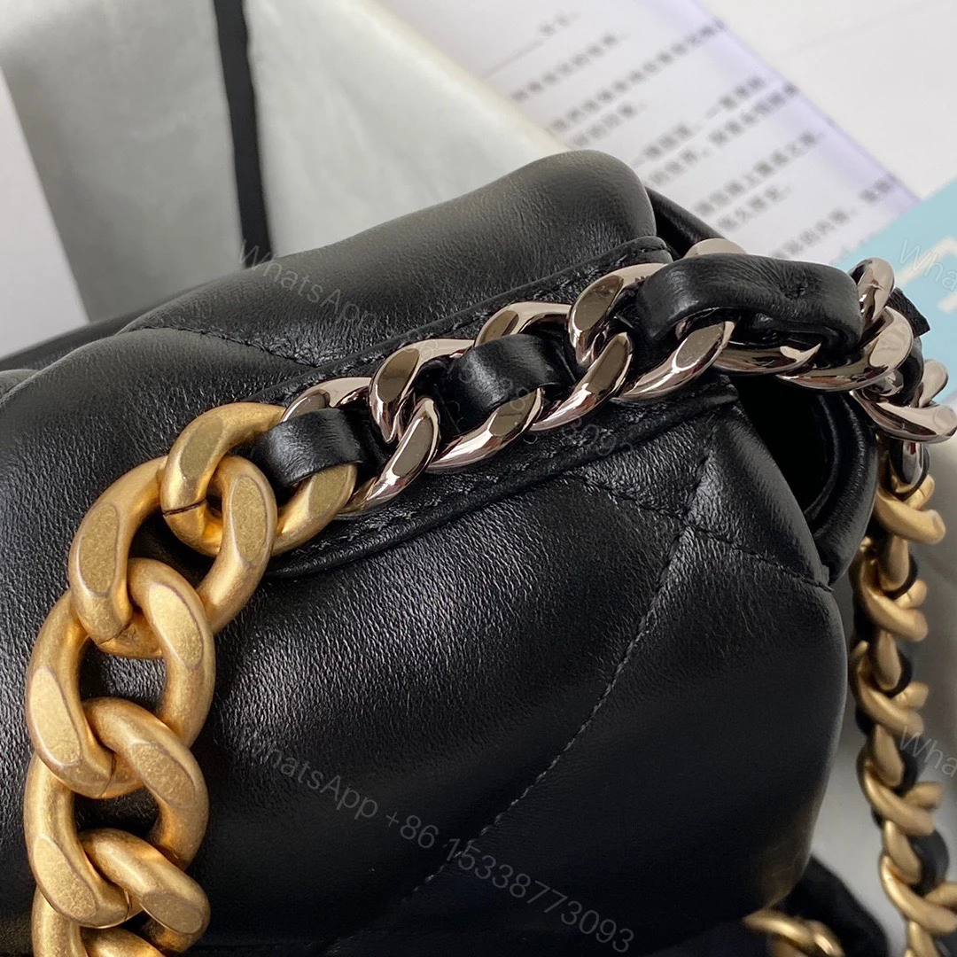 View 7 of Chanel 19 Flap Bag Black Lambskin Gold Hardware
