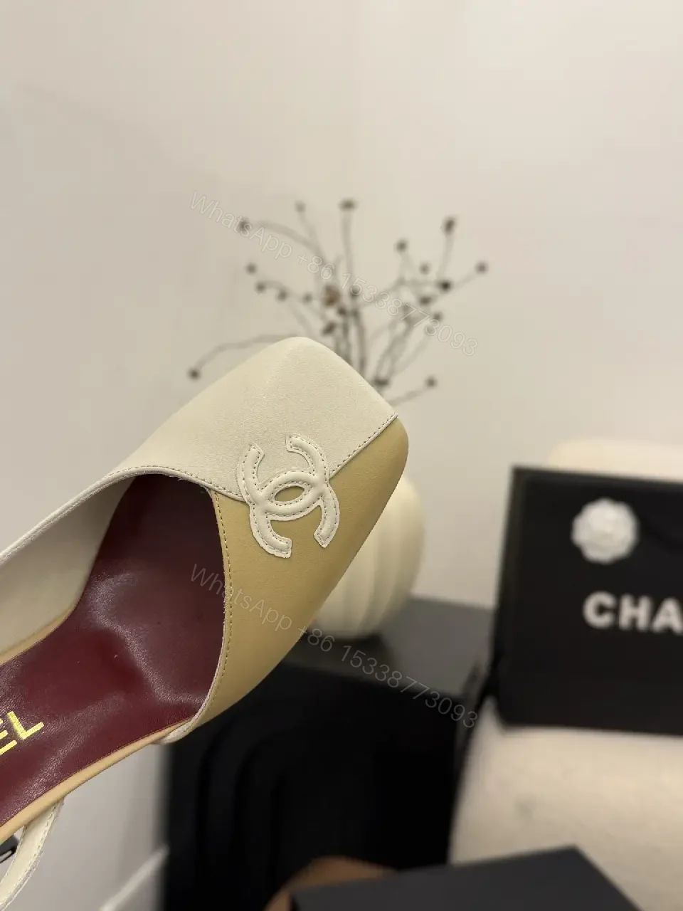 View 4 of Two-Tone Slingbacks: Luxe Leather, Sculpted Heel, Pointed Toe