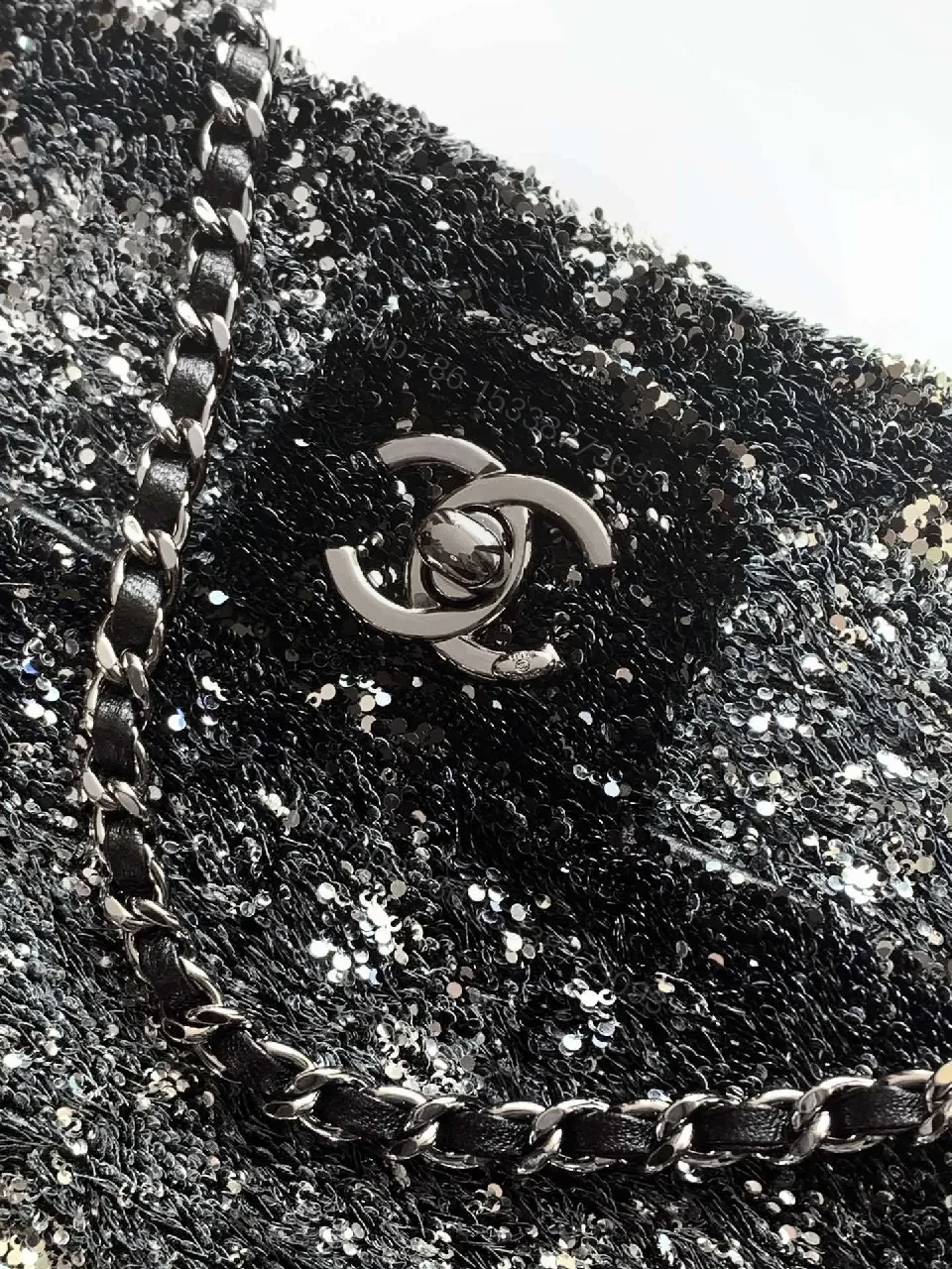 View 6 of Glossy Night Out Bag: Sequin-Quilted Chain-Top Shoulder Bag