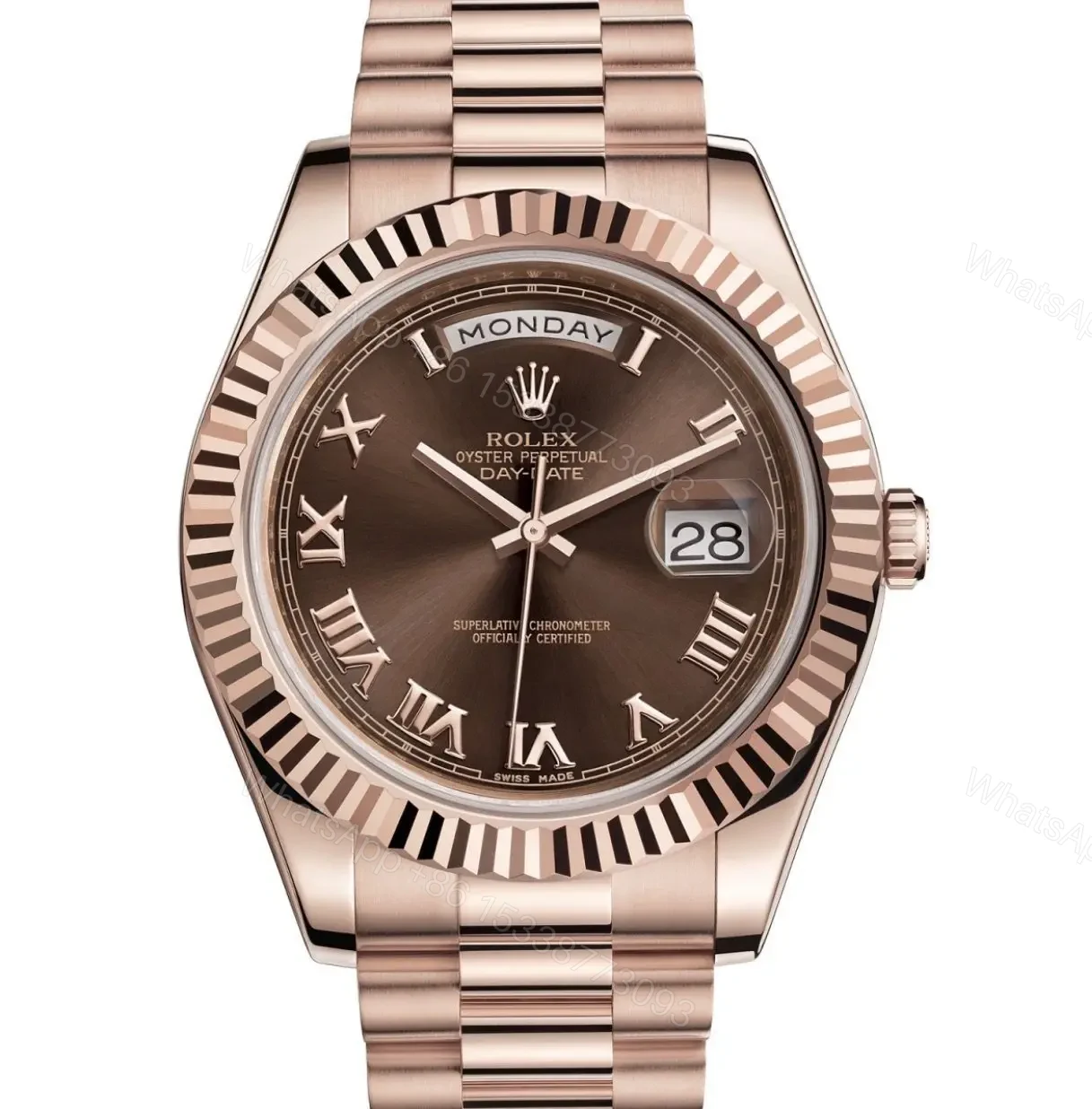 Swiss Clone Replica Rolex Day-Date Everose Gold — view 1