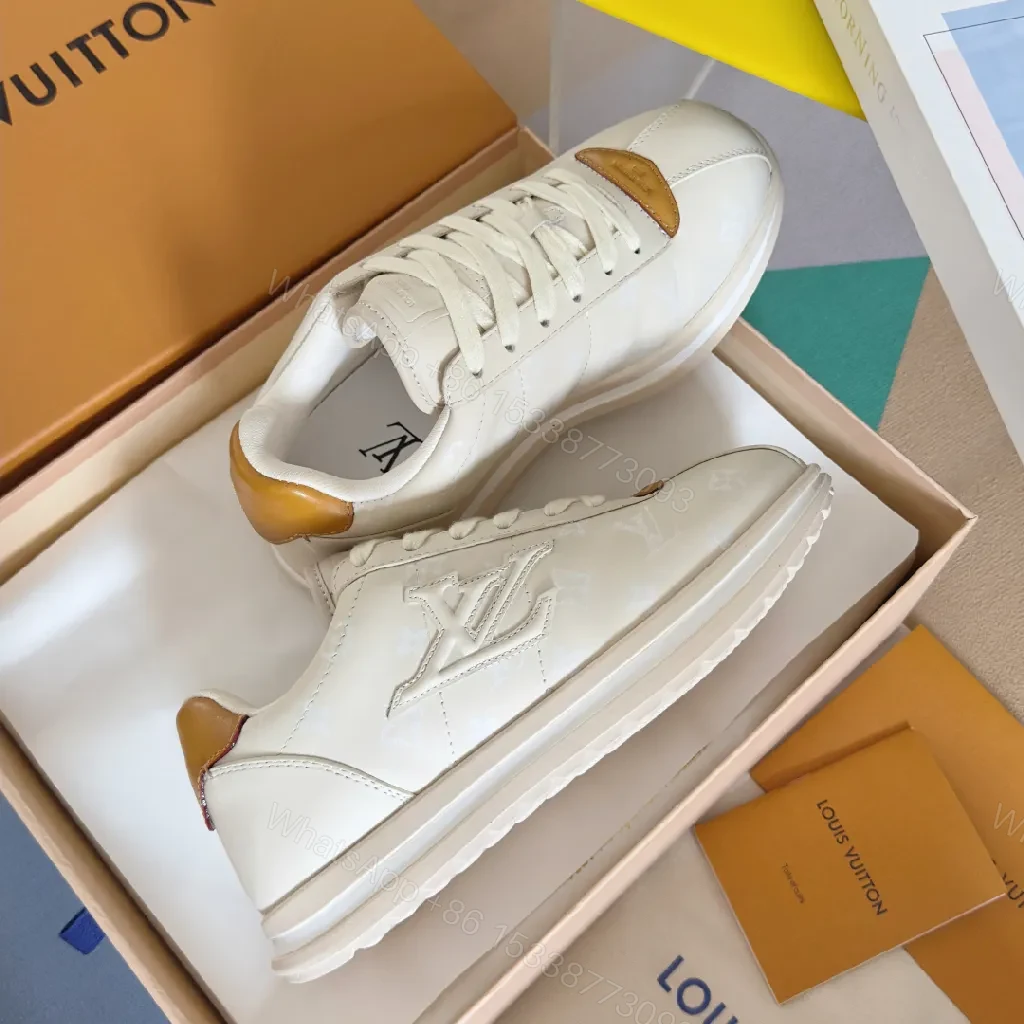 View 3 of Off-White Leather Sneakers: Premium Tan-Accented Everyday Comfort