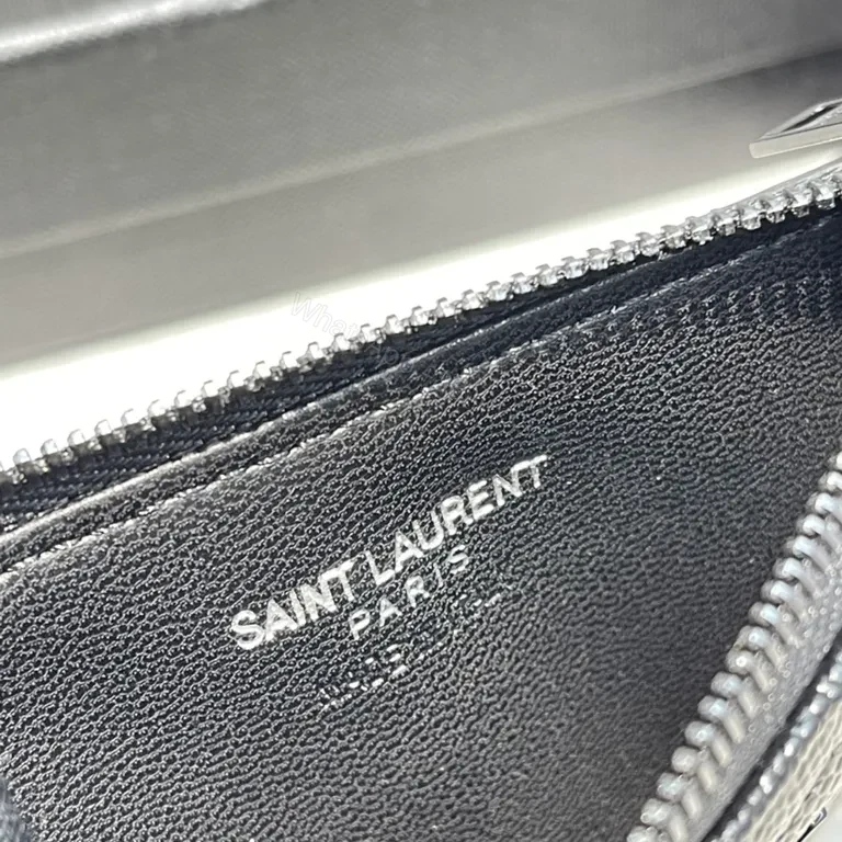 View 9 of Sleek Calfskin Quilted Card Holder â€“ YSL Monogram