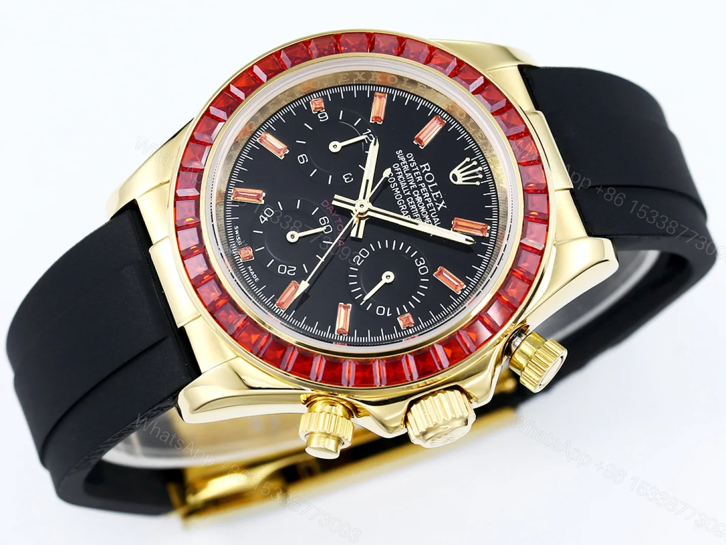View 5 of Rolex Daytona Pumpkin Black Replica 43MM Premium Black Rubber Strap Custom Edition RG-ROLEX-DAYTONA-PUMPKIN-BLACK-43