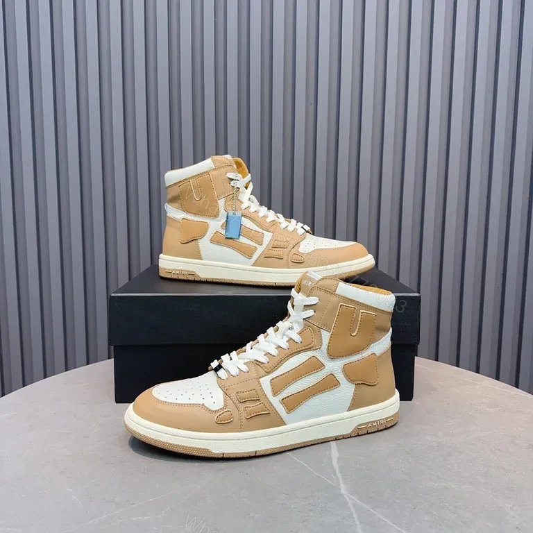 View 3 of Neutral Tan & Off-White High-Top Sneaker: Luxury Comfort