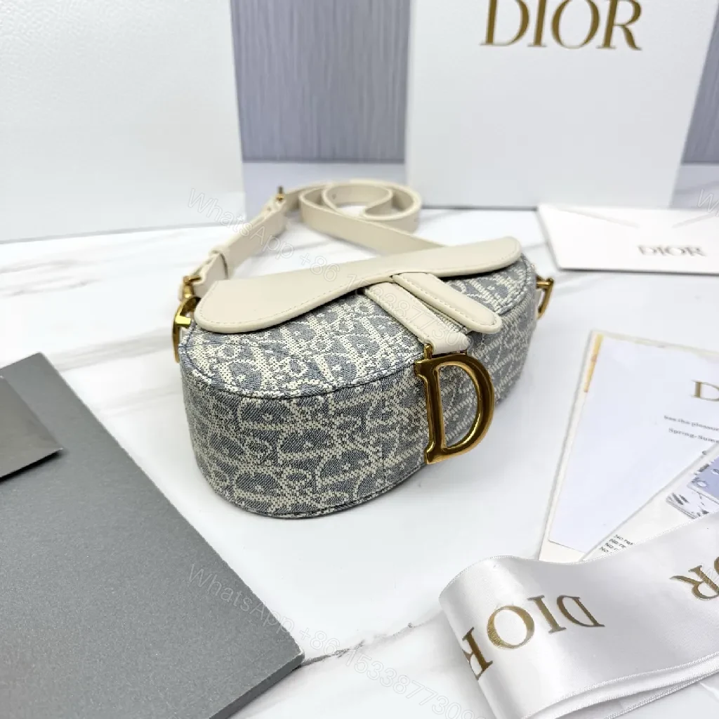 View 6 of Cream Leather Dior-Inspired Mini Saddle Bag