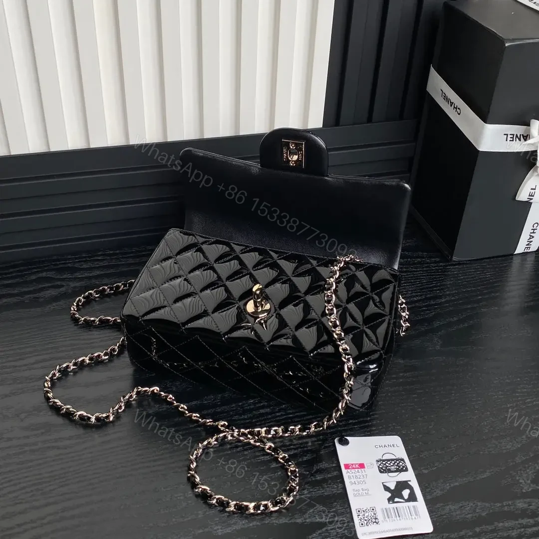View 4 of Chanel Patent Quilted Mini Top Handle Flap Bag